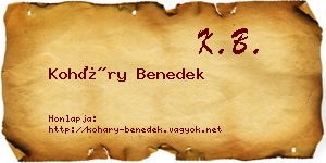 Koháry Benedek névjegykártya